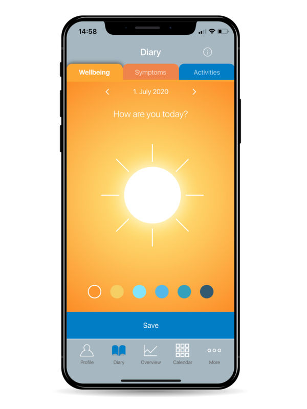 Aplikacja HC&Me Hydrocephalus Diary „How are you today?”
