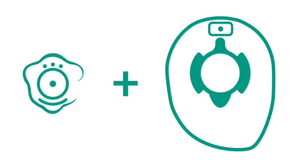 tweedelig stomasysteem groene illustratie