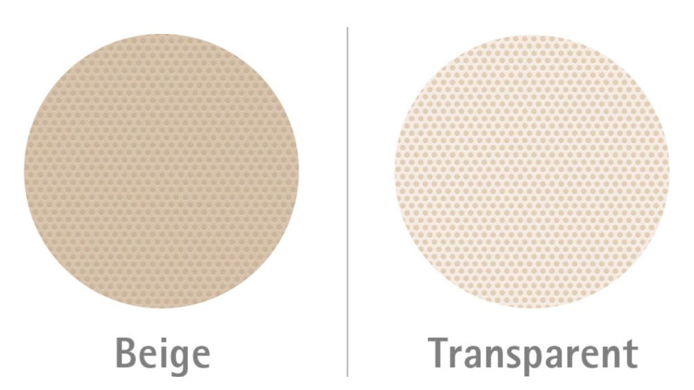 beige en transparant stomazakje met kijkvenster